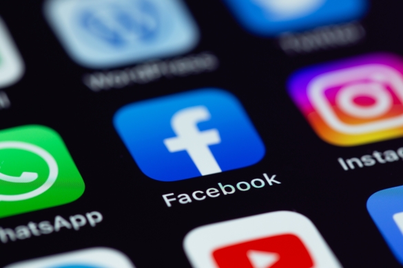 Close up of social media icons on a mobile phone